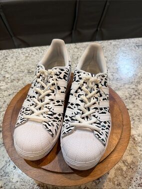 adidas superstar White Sneakers with Black Leopard Print